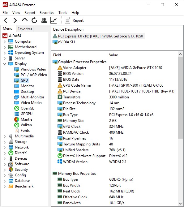 Menu AIDA64 Extreme Edition 6.25