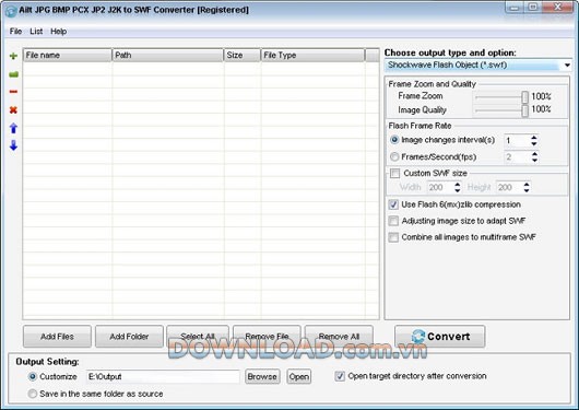 Ailt JPG BMP PCX JP2 J2K to SWF Converter