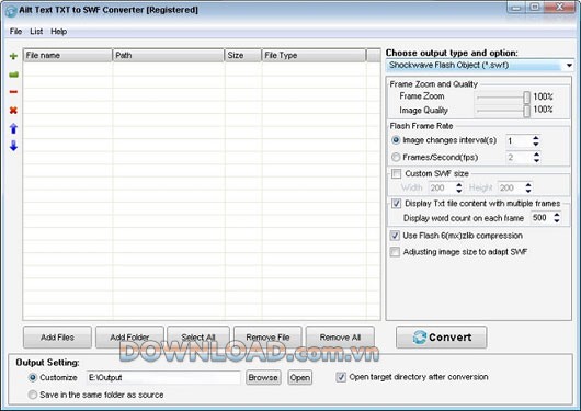 Ailt Text TXT to SWF Converter
