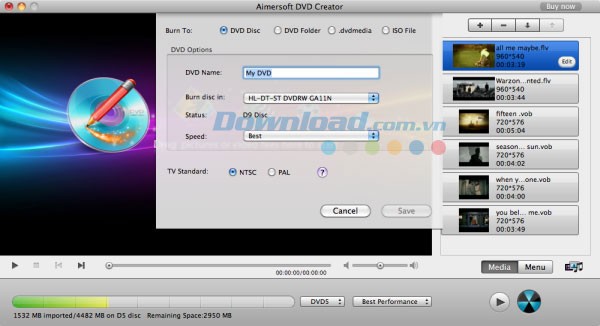 Aimersoft DVD Creator cho Mac