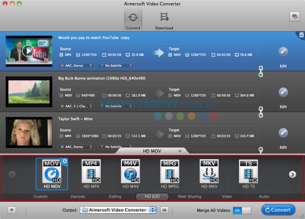 Aimersoft Video Converter cho Mac