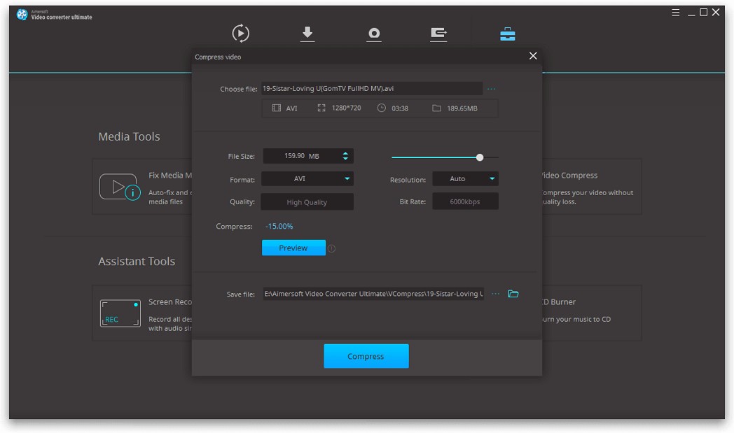 Nén Video với Aimersoft Video Converter Ultimate