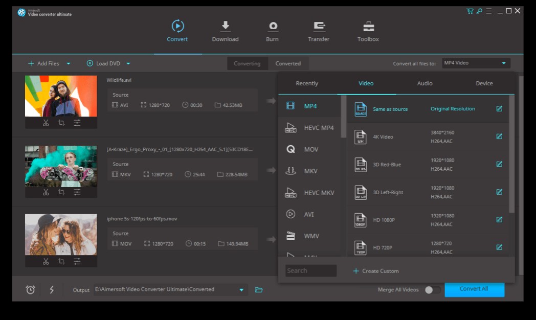 Chuyển định dạng Video với Aimersoft Video Converter Ultimate