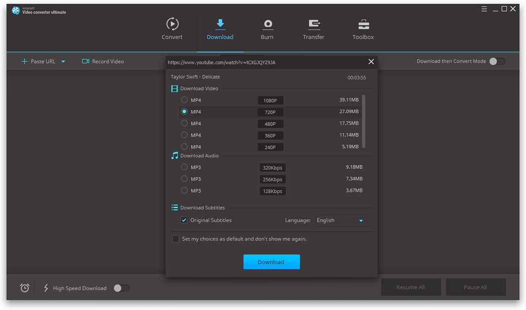 Tải video trên Aimersoft Video Converter Ultimate