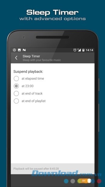 Tùy chọn hẹn giờ trong ứng dụng nghe nhạc AIMP cho Android