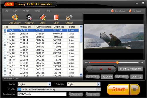 AinSoft Blu-ray to MP4 Converter