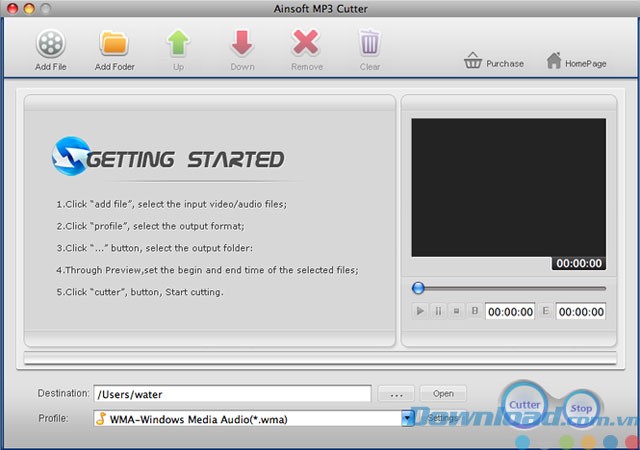 Cắt nhạc và chuyển đổi định dạng với Ainsoft MP3 Cutter