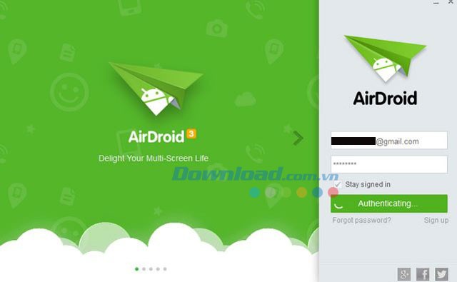 Đăng kí tài khoản AirDroid