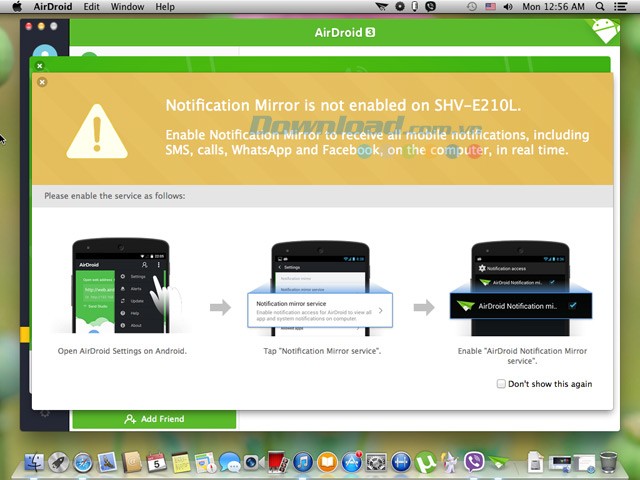 Cho phép Notification Mirror trên điện thoại