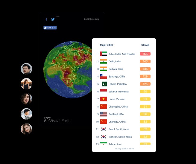 AirVisual cho Android cung cấp dữ liệu chính xác