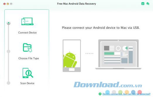 Giao diện phần mềm khôi phục dữ liệu Android