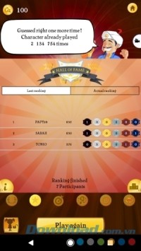 Bảng xếp hạng Akinator cho Android
