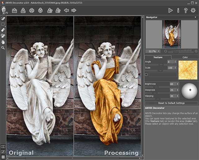 Thay đổi màu sắc, họa tiết, chất liệu của các bộ phận trên ảnh