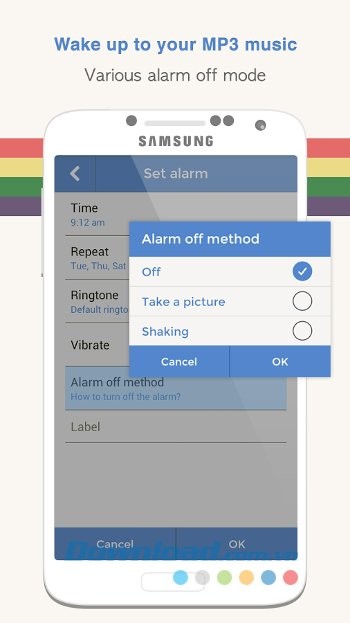 Giao diện thiết lập báo thức trong ứng dụng Alarmy (Sleep If U Can)