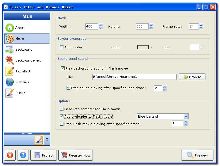Aleo Flash Intro Banner Maker cung cấp nhiều tính năng hữu ích