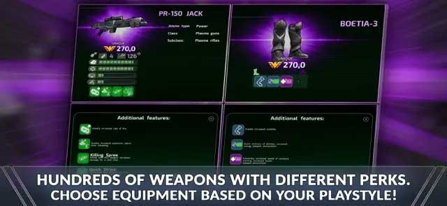 Mở khóa nhiều loại vũ khí với đặc quyền (Perk) và đặc điểm khác nhau