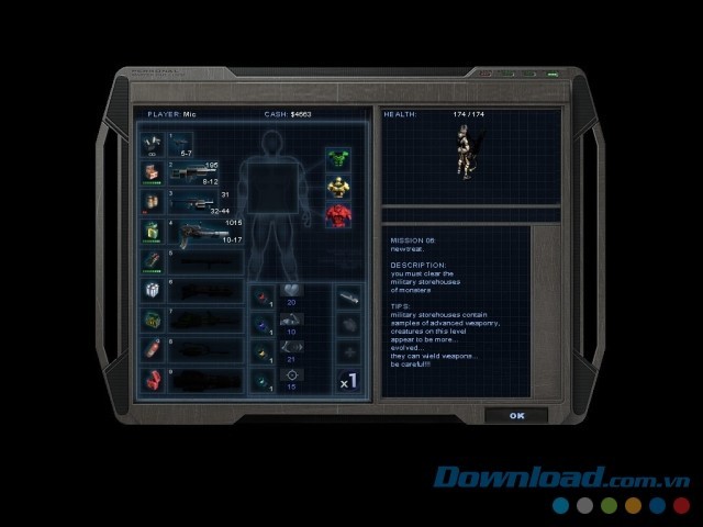 Trang bị cho nhân vật những vật phẩm hữu ích trong game hành động bắn súng Alien Shooter: Revisited cho máy tính