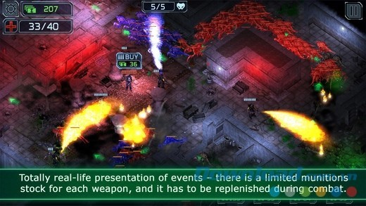 Thiết kế đồ họa Ailen Shooter TD cho iOS khá đẹp mắt với nhiều hiệu ứng sắc màu