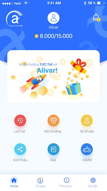 Giao diện chính của Alivar