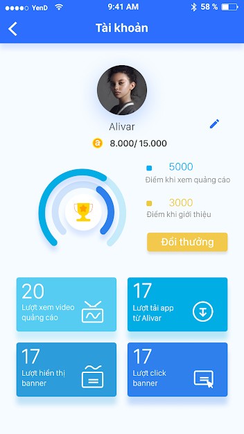 Đổi điểm thưởng Alivar