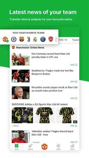 Nhận được tin tức mới nhất về đội bóng bạn yêu thích với All Football