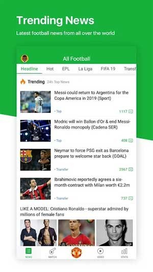 Cập nhật tin mới về bóng đá