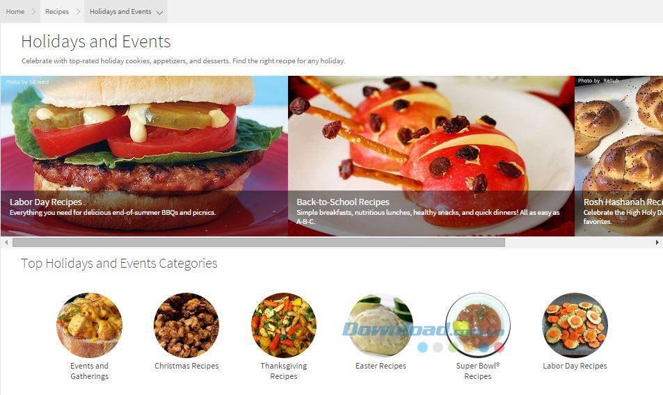 Chọn thực đơn theo ngày lễ với Allrecipes