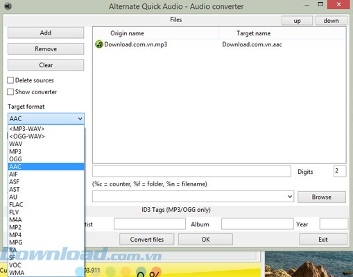 Tùy chọn chuyển đổi âm thanh