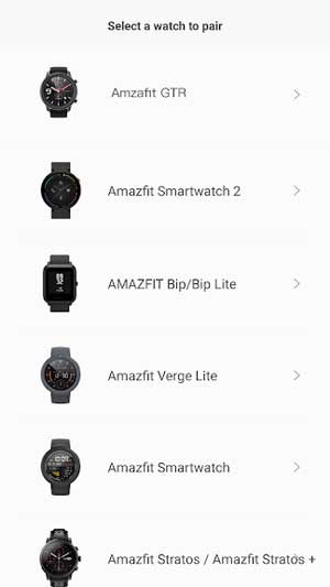 Ứng dụng tương thích với nhiều dòng đồng hồ Amazfit