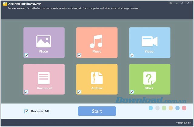 Giao diện Amazing Email Recovery Wizard