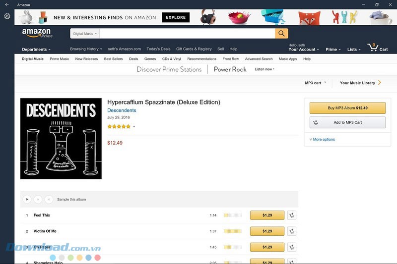 Giao diện ứng dụng mua sắm Amazon