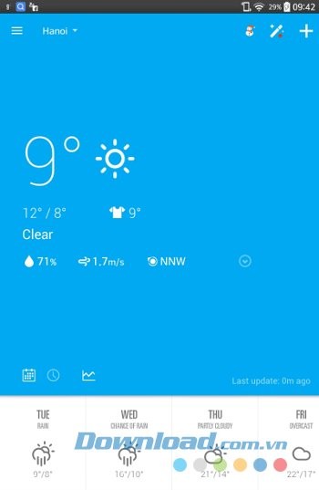 Giao diện của Amber Weather