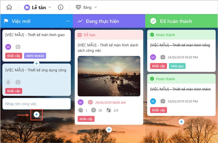 Quản lý công việc theo biểu đồ Gantt, bảng Kanban, Calendar, Eisenhower