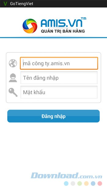 Giao diện đăng nhập Amis CRM