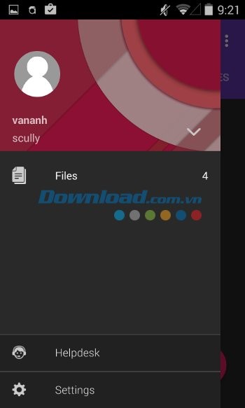 Menu ứng dụng Andrognito 2