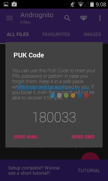 Andrognito 2 cung cấp mã PUK