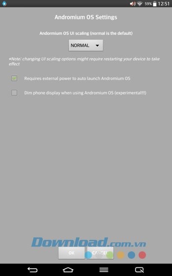 Giao diện ứng dụng Andromium OS