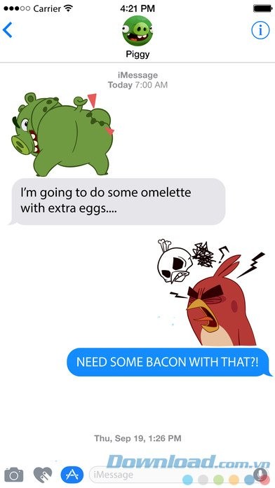 Angry Birds Stickers cho iMessage