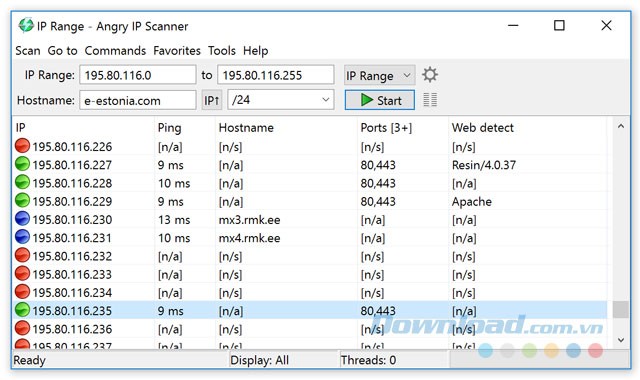 Giao diện Angry IP Scanner