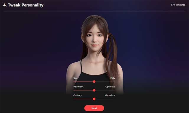 Chọn ngoại hình và tích cách của bạn gái AI theo sở thích của bạn