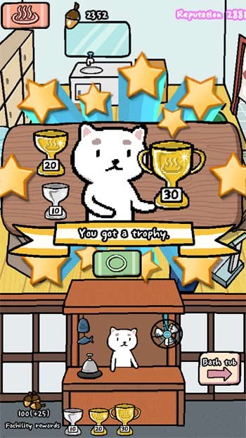 Nhận cúp khi đạt được thành tựu trong Animal Hot Springs