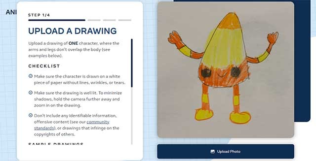 Chỉ cần tải hình vẽ lên, sau đó web sẽ tự động thực hiện các bước còn lại