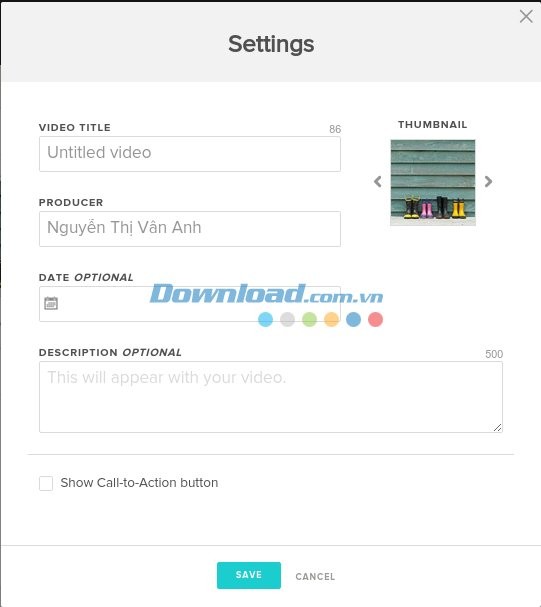 Thay đổi cài đặt video trên Animoto