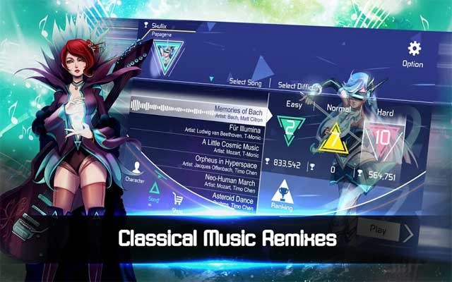 Game Ankaa for Android có các bài hát thuộc nhiều thể loại đa dạng