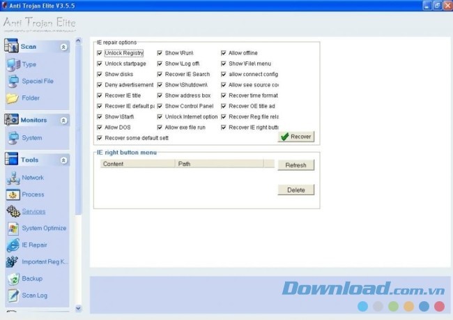 Màn hình giao diện chính của Anti Trojan Elite