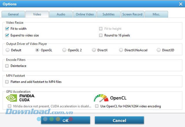 Tùy chỉnh thông số video đầu ra