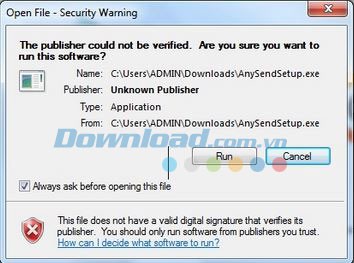 Cài đặt Any Send