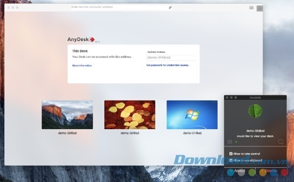 Giao diện AnyDesk cho Mac