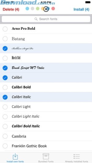 tìm kiếm font chữ dễ dàng