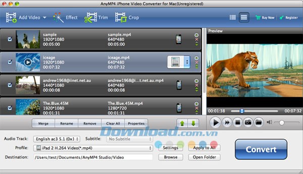 AnyMP4 iPhone Video Converter cho Mac
